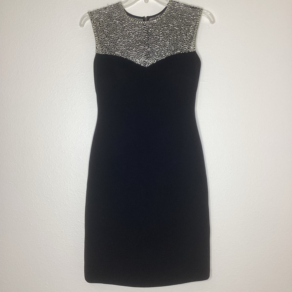 Pamella Roland Vintage Black Beaded Cocktail Dress Sz 6